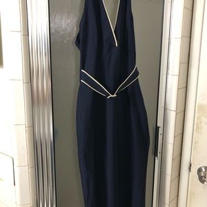 Stop Staring Halter Midi Dress Size M Dark Blue